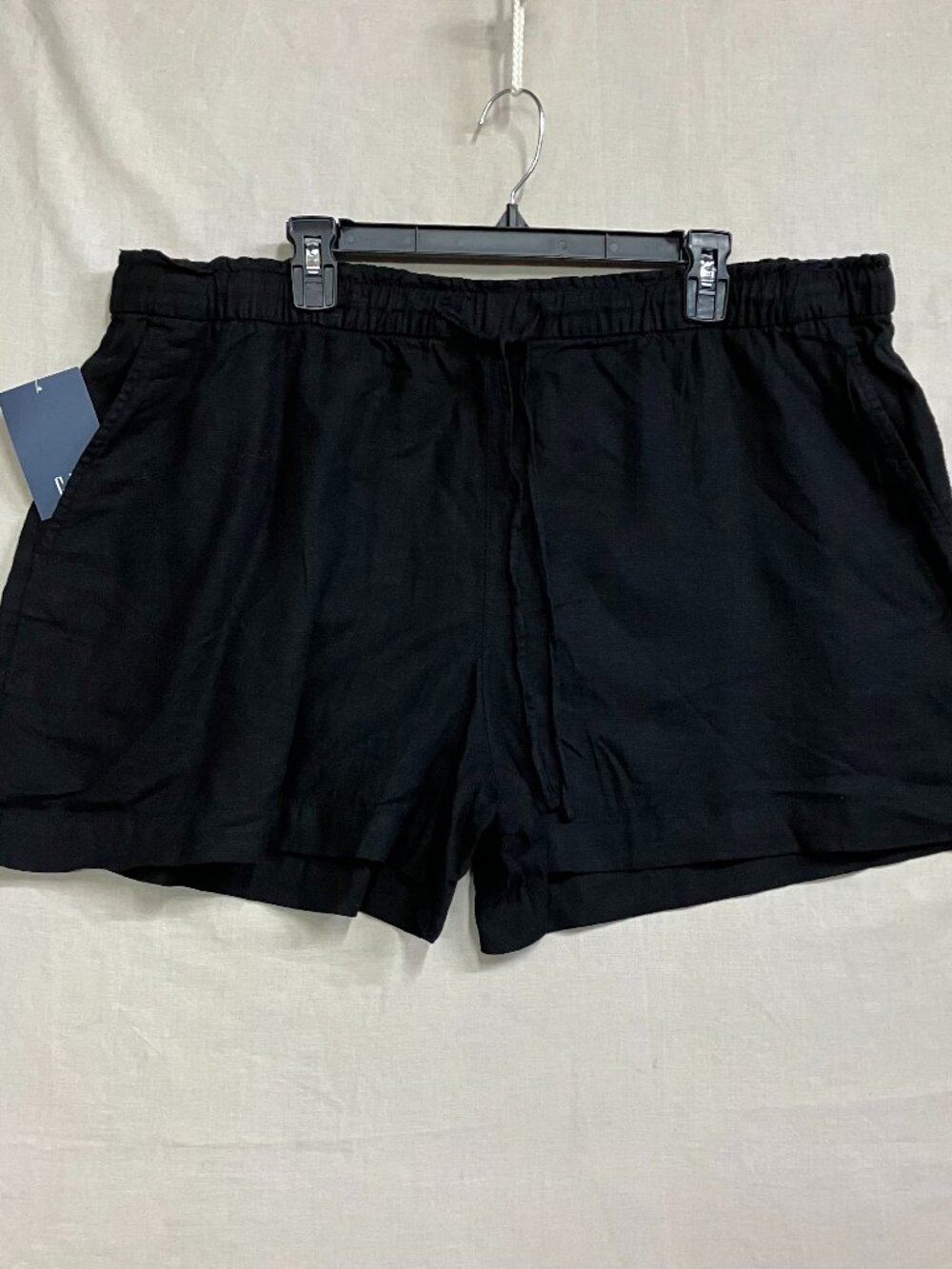 Gap Linen Pull-On Short Women Size XXL Black Easy Front Tie Front & Back Pockets